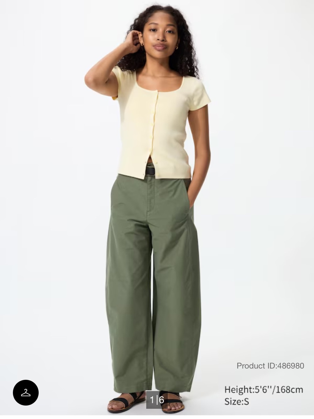 UNIQLO Jersey Barrel Leg Pants Olive Green Patch Pocket Utility Japanese L/US 6